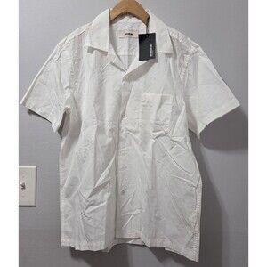 NWT Buck Mason Wornwell Camp Shirt White Small Cotton Short Sleeve $138 READ